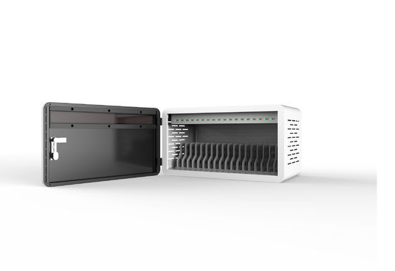 Mini-Laderschrank für Desktop-Typen mit ABS-Technik-Plastik-Teilern und Acryl-Indikatorlicht für 18 Schlitze USB-Ladung