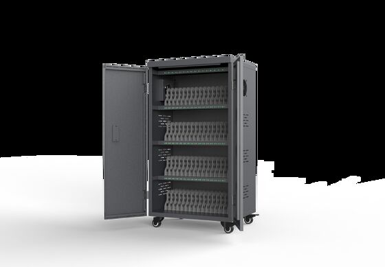 64-Port USB-Ladewagen mit verzinktem Blech und 8S-Sicherheitsschutz für Tablets und iPads